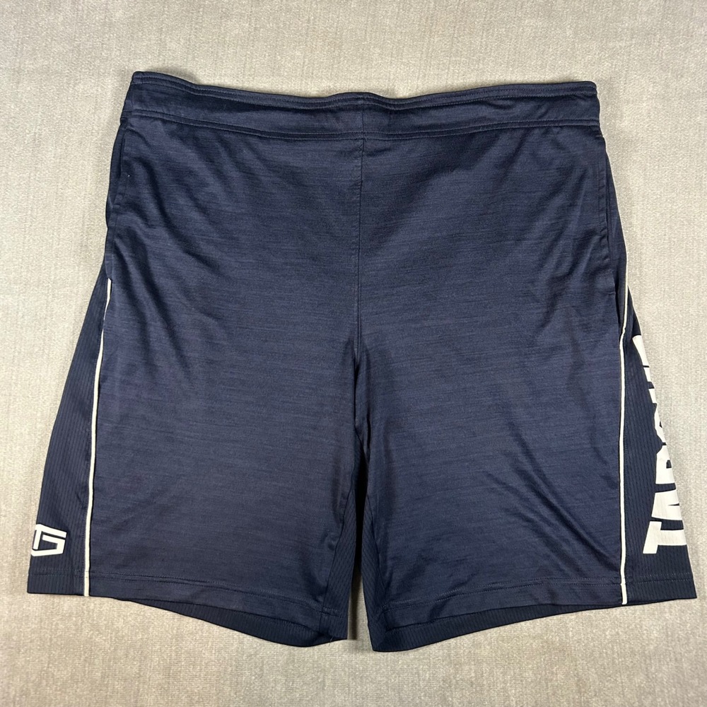 Tapout Mens Navy Blue Athletic MMA Training Shorts Size Medium Mesh Logo Gym